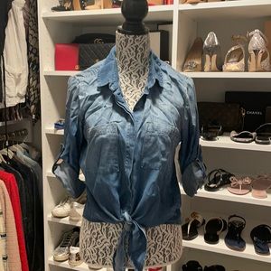 NWT denim button up shirt with front tie